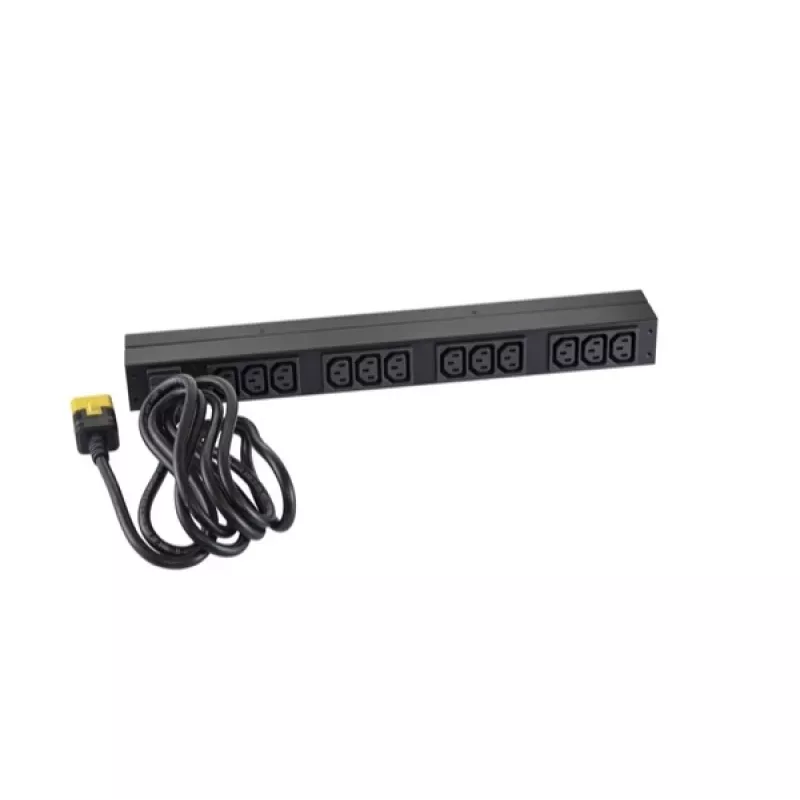 APC AP9565 Basic PDU para rack, 1U, monofásica, 16 A, 208/230 V, 3680 W, 12 salidas C13, entrada C20, cable de 2,5 m, negra