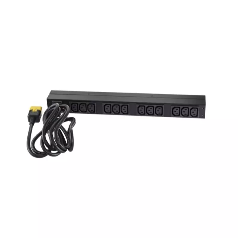 APC AP9565 Basic PDU para rack, 1U, monofásica, 16 A, 208/230 V, 3680 W, 12 salidas C13, entrada C20, cable de 2,5 m, negra