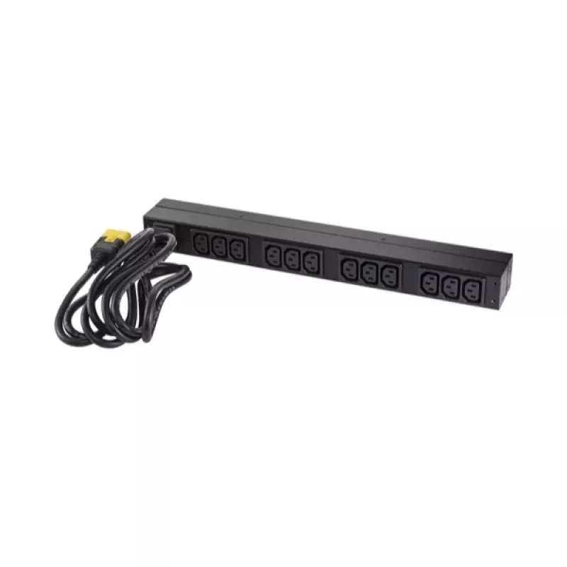 APC AP9565 Basic PDU para rack, 1U, monofásica, 16 A, 208/230 V, 3680 W, 12 salidas C13, entrada C20, cable de 2,5 m, negra
