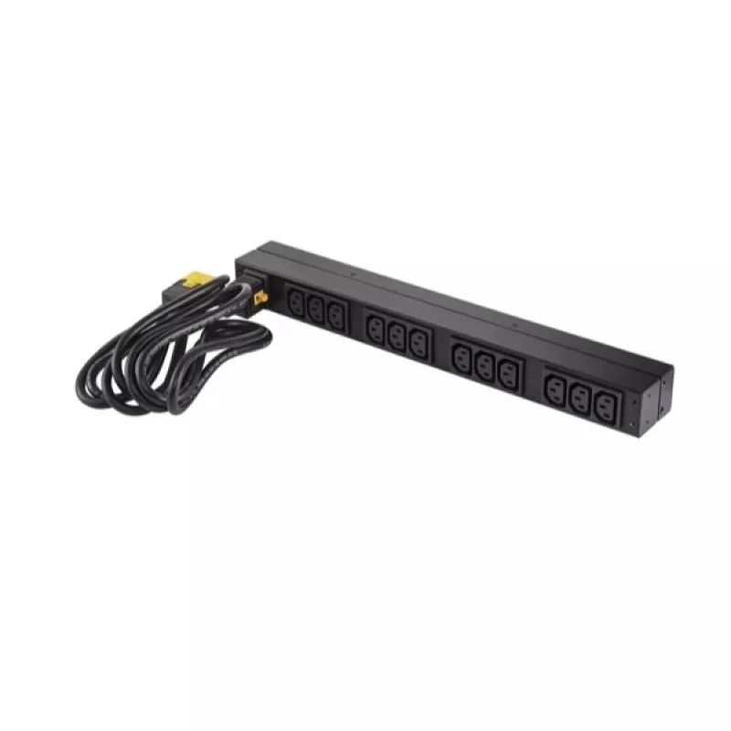 APC AP9565 Basic PDU para rack, 1U, monofásica, 16 A, 208/230 V, 3680 W, 12 salidas C13, entrada C20, cable de 2,5 m, negra