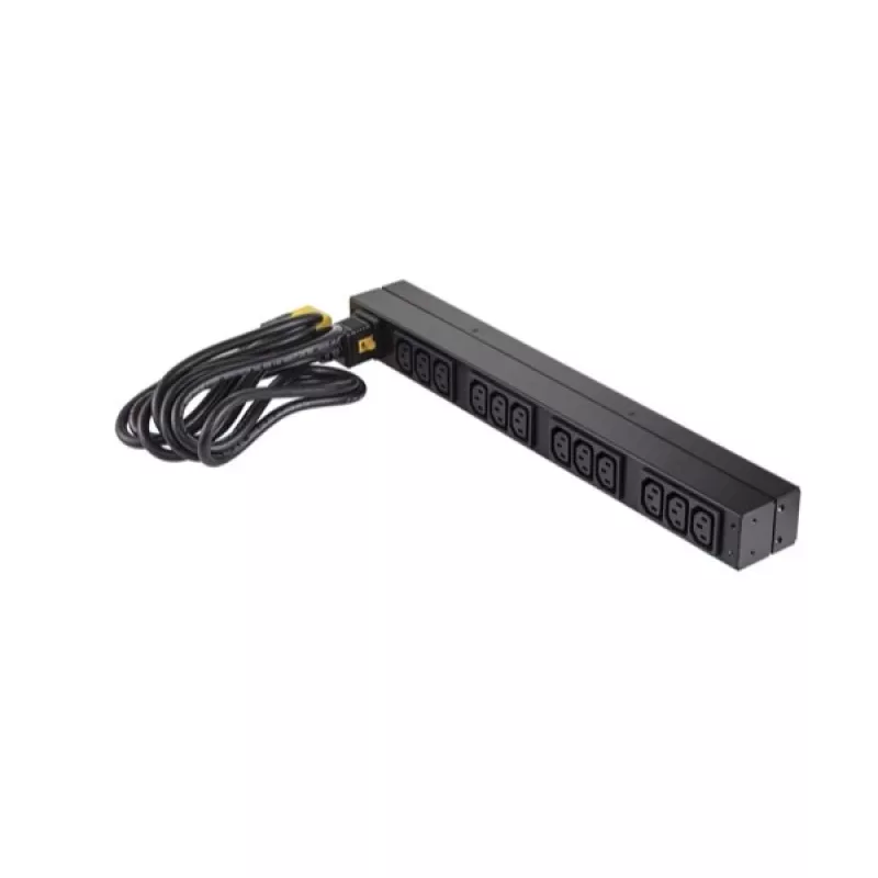 APC AP9565 Basic PDU para rack, 1U, monofásica, 16 A, 208/230 V, 3680 W, 12 salidas C13, entrada C20, cable de 2,5 m, negra
