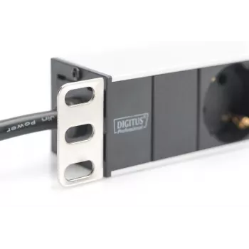 DIGITUS PDU de aluminio 1U, montable en rack potencia nominal: 16A, 4000W, 250VAC 50/60Hz, 8 tomas de seguridad