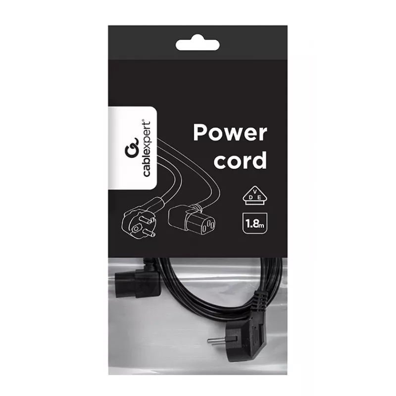 GEMBIRD cable de alimentación (C13 en ángulo), homologado VDE, 2,0 m