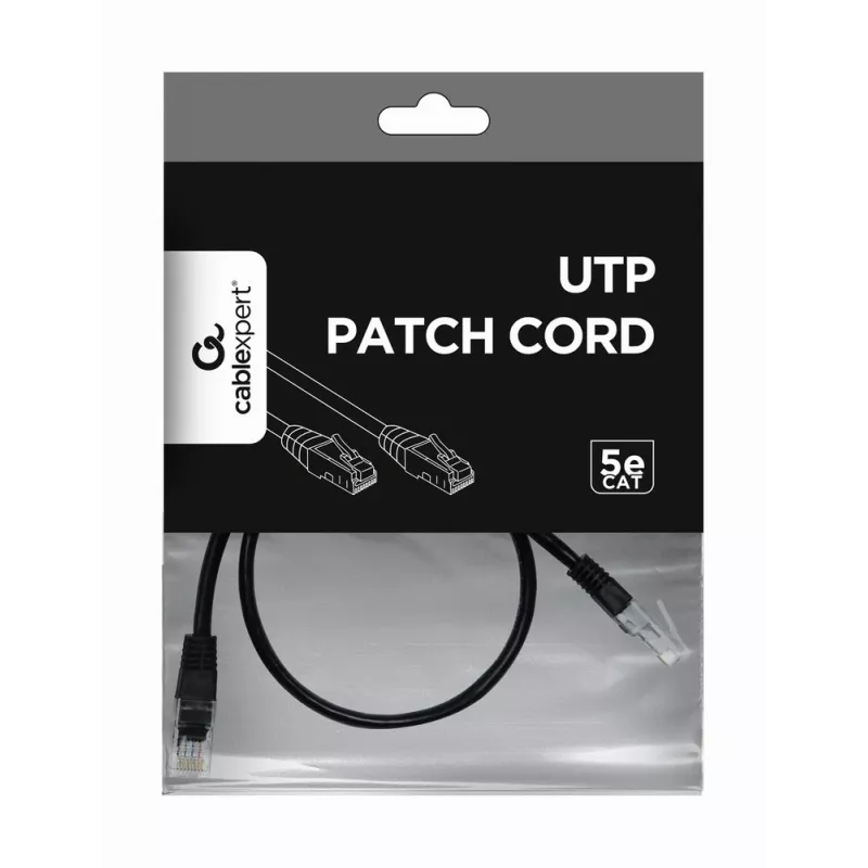 Cable de red Gembird PP12-0.5M/BK RJ45 Cat5e 0,5m Negro