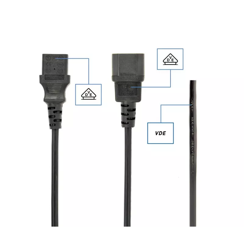 GEMBIRD cable de alimentación (C13 a C14), certificado VDE, 2,0 m