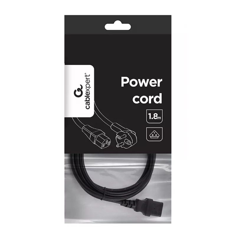 Gembird PC-186-VDE cable de alimentación, CEE 7/7 a C13, VDE, 1,8 m, negro