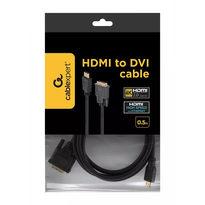 Cable HDMI a DVI conector macho-conector macho GEMBIRD con conectores dorados 2,0 m envase a granel