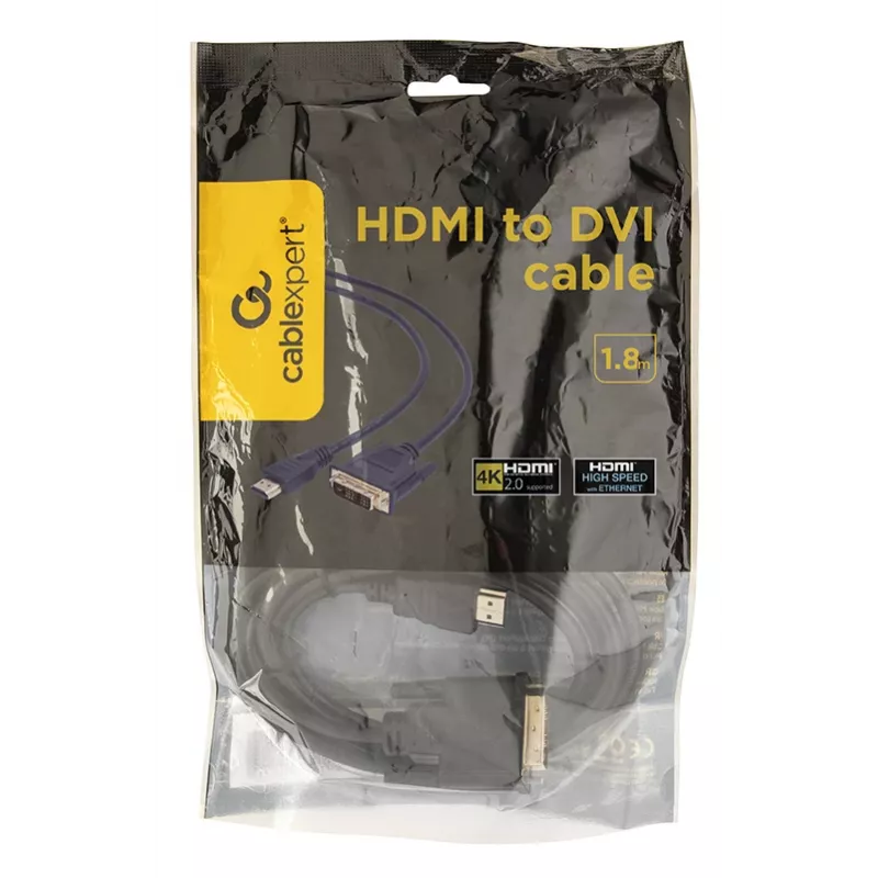 Cable HDMI a DVI conector macho-conector macho GEMBIRD con conectores dorados 2,0 m envase a granel
