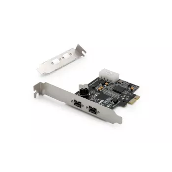 Tarjeta de interfaz DIGITUS IEEE 1394b PCIe 3 puertos, 2x9 polos externos + 1x9 polos internos