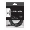 Cable USB Gembird 4,5 m USB 2.0 A/B M, negro, conector macho/conector macho