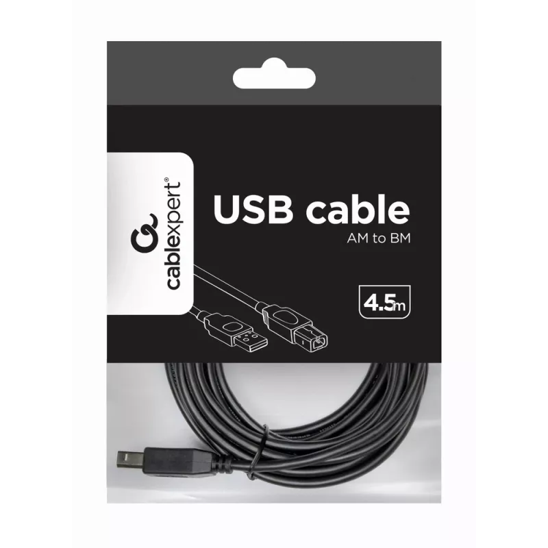Cable USB Gembird 4,5 m USB 2.0 A/B M, negro, conector macho/conector macho