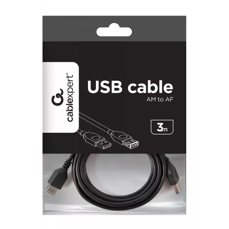 Gembird CCP-USB2-AMAF-10 cable alargador USB 2.0 tipo A (AM/AF), 3 m, negro