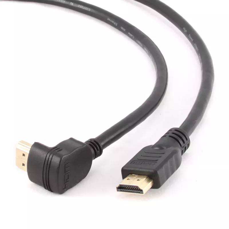 Cable HDMI de alta velocidad con Ethernet GEMBIRD, conector acodado 90 grados hacia arriba, 3 m
