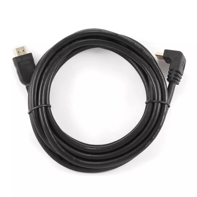 Cable HDMI de alta velocidad con Ethernet GEMBIRD, conector acodado 90 grados hacia arriba, 3 m
