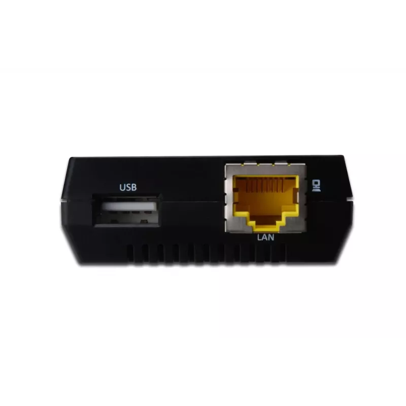DIGITUS Servidor de red USB multifunción, hub USB de red de 1 puerto, NAS, servidor de impresión USB 2.0, RJ45