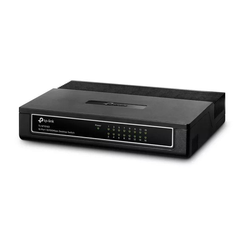 TP-Link Switch de escritorio de 16 puertos 10/100Mbps, no gestionado, Fast Ethernet (10/100), full duplex, montaje en rack, montaje en pared