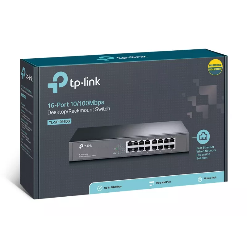 TP-Link TL-SF1016DS Switch de red no gestionado Fast Ethernet (10/100) 1U negro