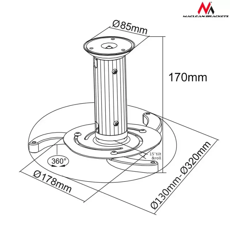 Soporte de techo MACLEAN MC-515 para proyectores