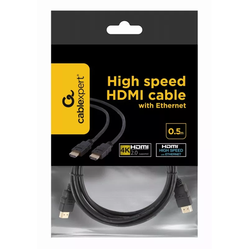 Gembird CC-HDMI4-0.5M cable HDMI 2.0 con Ethernet, macho–macho, 4K, 0,5 m, negro, embalaje a granel