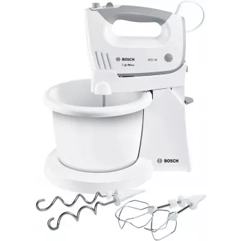 Batidora de mano Bosch MFQ36460 ErgoMixx con vaso y soporte 450 W Blanco