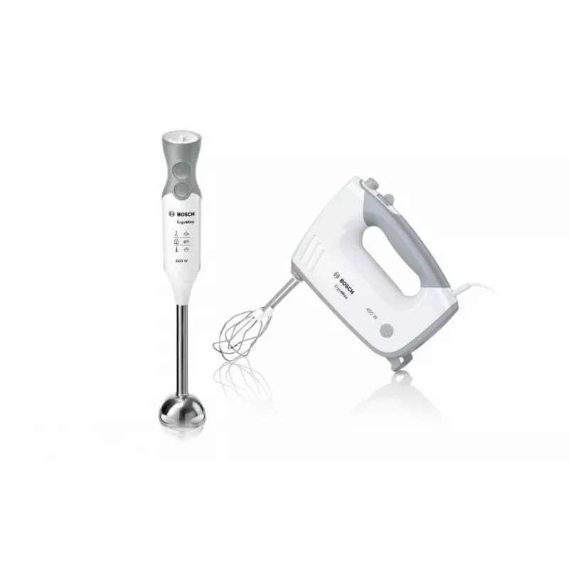 Batidora de mano Bosch MFQ36460 ErgoMixx con vaso y soporte 450 W Blanco
