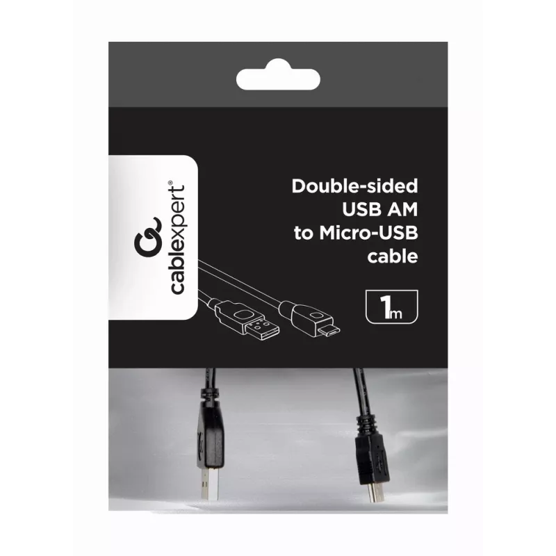 GEMBIRD cable USB 2.0 AM a Micro-USB de doble cara, 1 m - negro