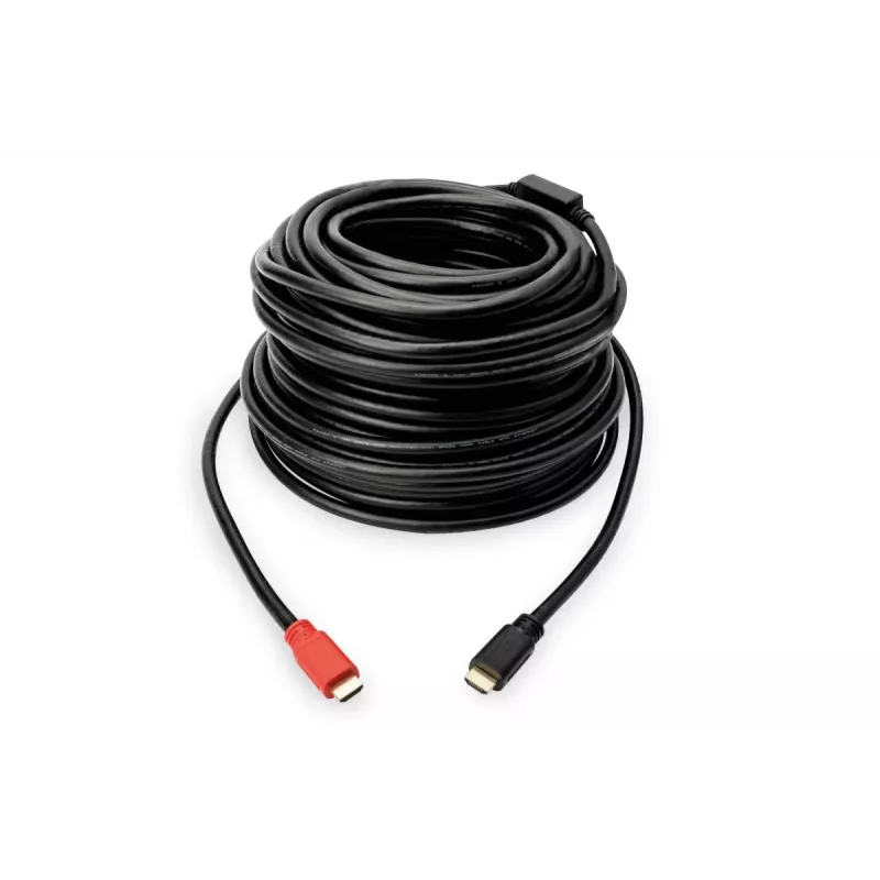 Cable HDMI High Speed DIGITUS ASSMANN, Type-A, con amplificador, M/M, 15 m con Ethernet, Ultra HD 24p, CE, dorado negro