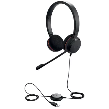 Jabra Evolve 20 MS estéreo, con cable, oficina/call center, 150 - 7000 Hz, 171 g, auriculares, negro