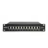 DIGITUS DN-91612S panel de parcheo de 10 pulgadas, 12 puertos, Cat6 Clase E apantallado, 1U, negro RAL 9005