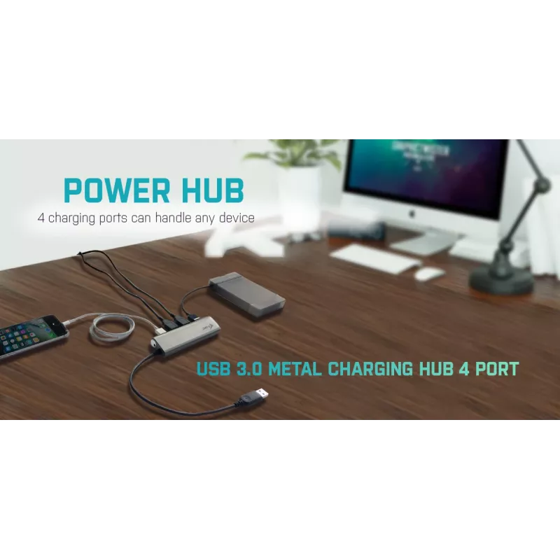 Hub USB i-tec Metal Superspeed USB 3.0 hub de 4 puertos 5000 Mbit/s gris