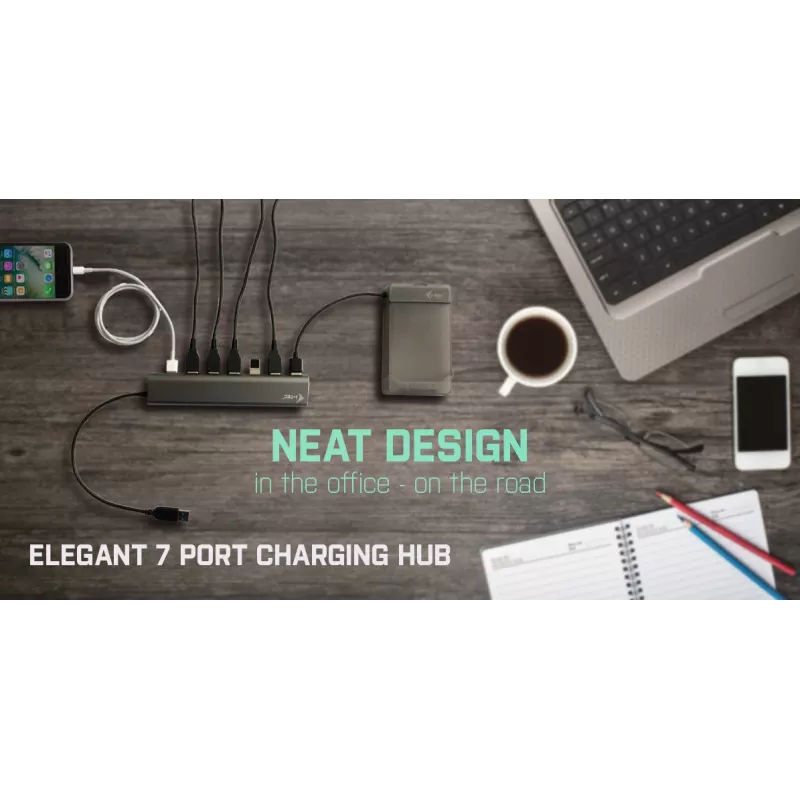 Hub USB 3.0 Superspeed de metal i-tec de 7 puertos