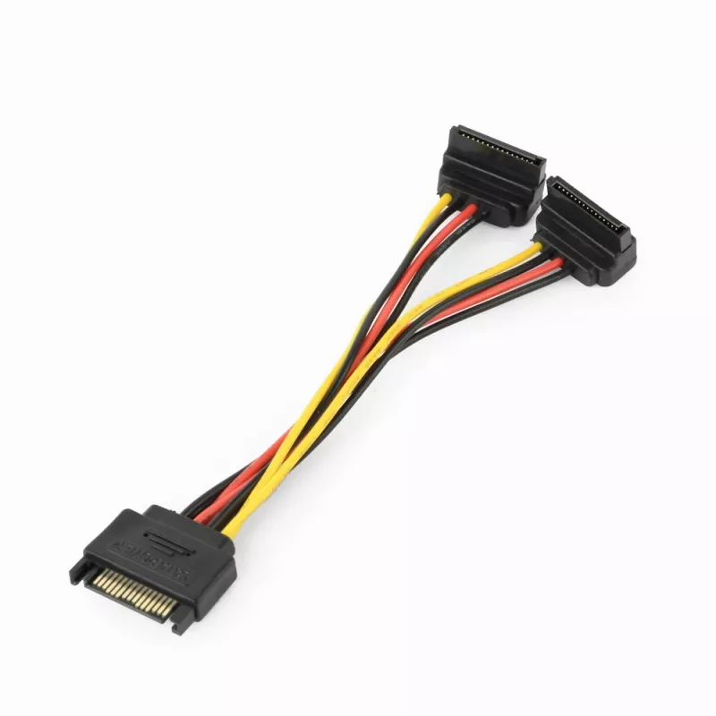 GEMBIRD Cable distribuidor de alimentación SATA con conectores de salida en ángulo, 15 cm