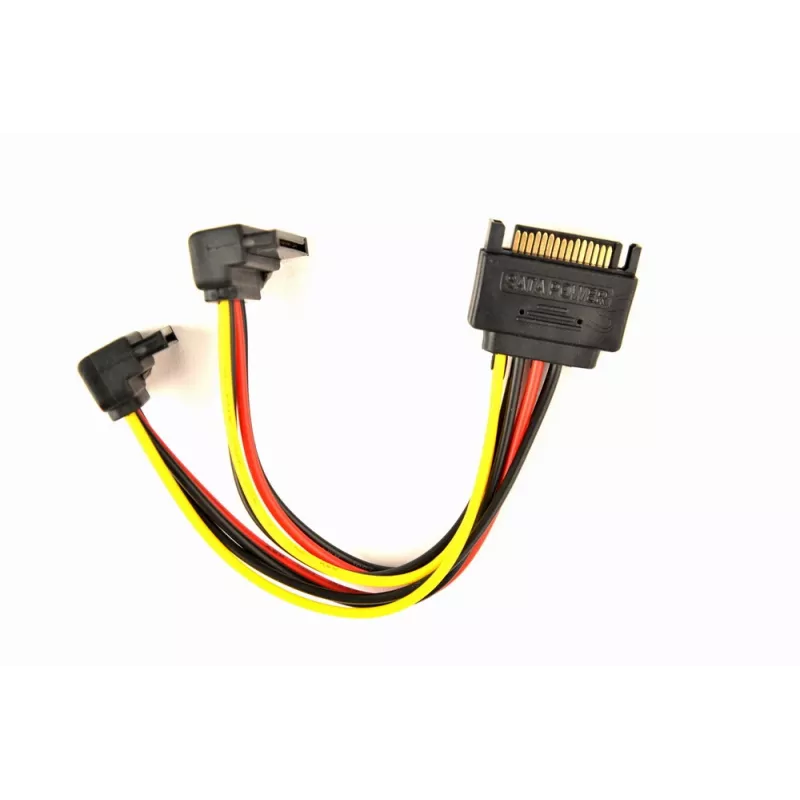 GEMBIRD Cable distribuidor de alimentación SATA con conectores de salida en ángulo, 15 cm