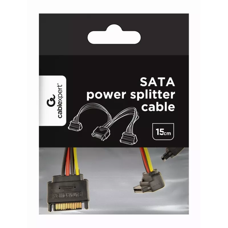 GEMBIRD Cable distribuidor de alimentación SATA con conectores de salida en ángulo, 15 cm