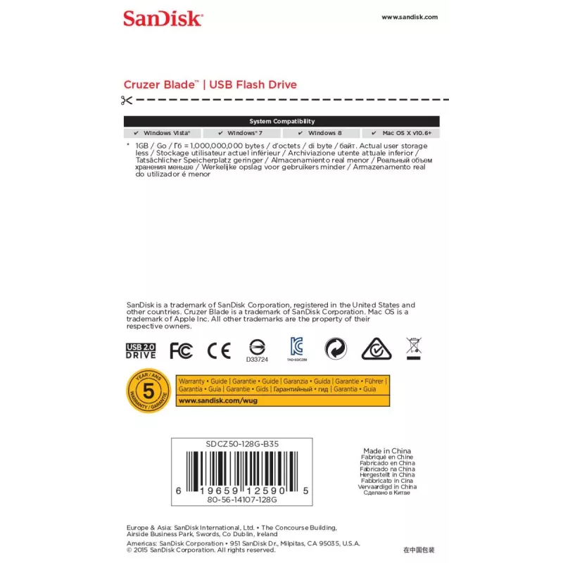 WESTERN DIGITAL SanDisk Cruzer Blade - 128 GB memoria USB - USB 2.0
