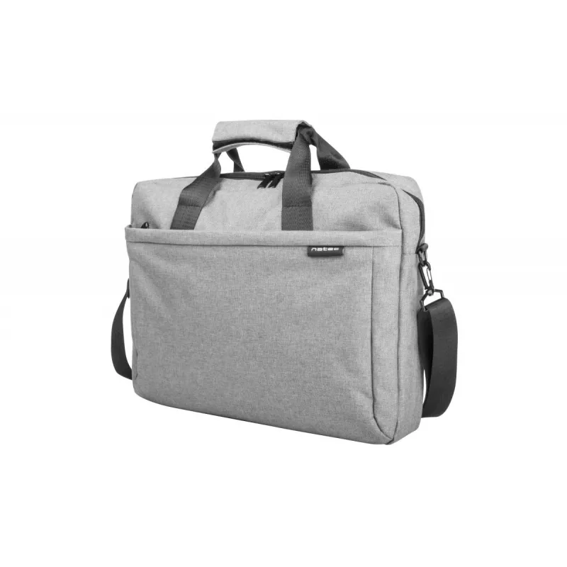 Bolso bandolera NATEC Mustela para portátiles de hasta 39,6 cm (15,6 inch), poliéster, gris, bolsillo frontal, correa de hombro