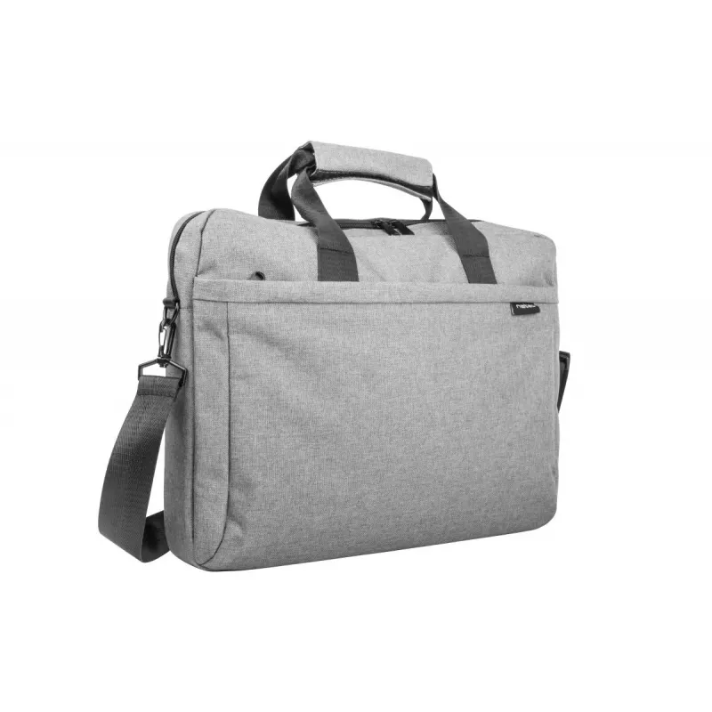 Bolso bandolera NATEC Mustela para portátiles de hasta 39,6 cm (15,6 inch), poliéster, gris, bolsillo frontal, correa de hombro