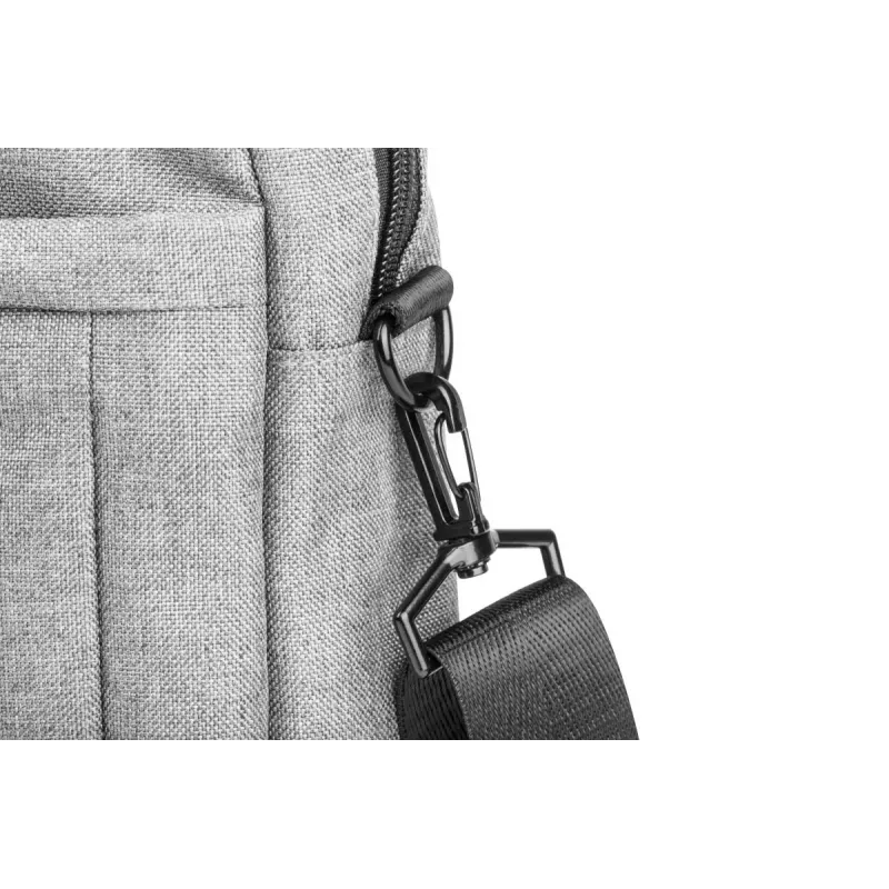 Bolso bandolera NATEC Mustela para portátiles de hasta 39,6 cm (15,6 inch), poliéster, gris, bolsillo frontal, correa de hombro