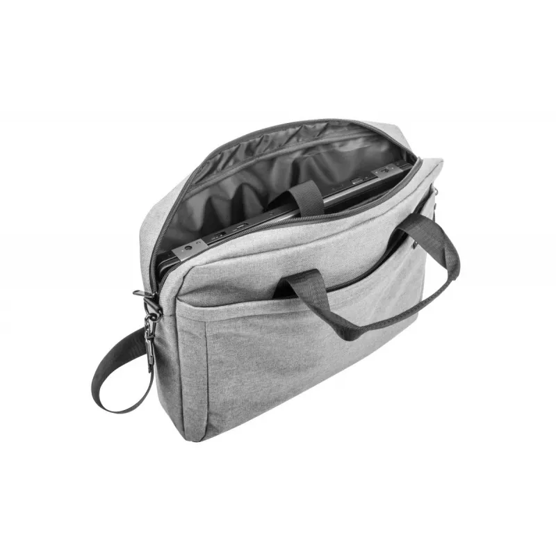 Bolso bandolera NATEC Mustela para portátiles de hasta 39,6 cm (15,6 inch), poliéster, gris, bolsillo frontal, correa de hombro