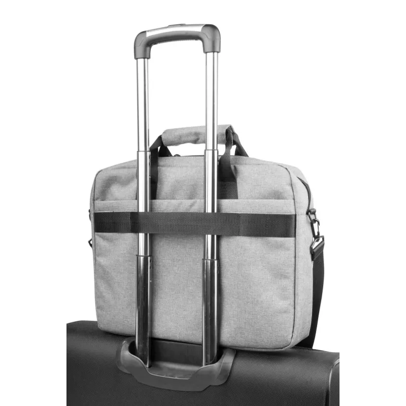 Bolso bandolera NATEC Mustela para portátiles de hasta 39,6 cm (15,6 inch), poliéster, gris, bolsillo frontal, correa de hombro