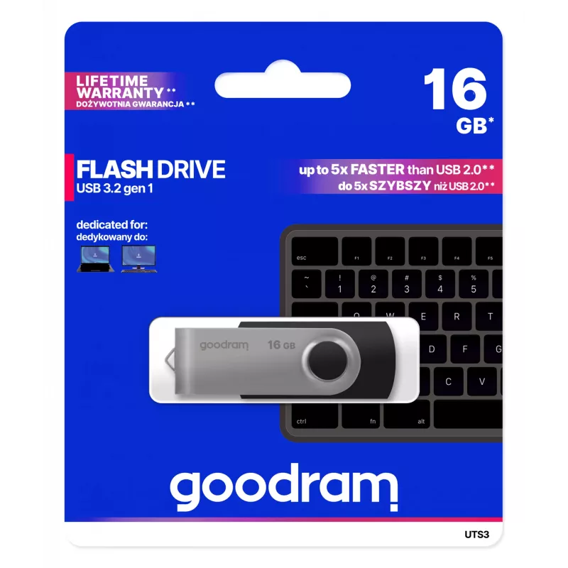 Goodram UTS3 Memoria flash USB 16 GB USB Type-A 3.2 Gen 1 (3.1 Gen 1) negra