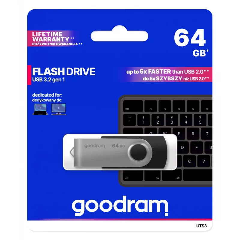 Goodram UTS3 Memoria flash USB 64 GB USB Type-A 3.2 Gen 1 (3.1 Gen 1) negra