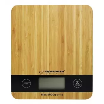 Báscula de cocina electrónica ESPERANZA EKS005 — capacidad de 5 kg, precisión de 1 g, plataforma de bambú