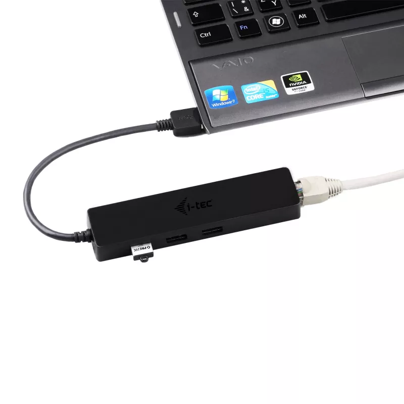 i-tec Advance USB 3.0 hub fino 3 puertos adaptador Gigabit Ethernet negro
