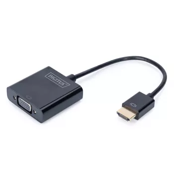 Adaptador convertidor DIGITUS HDMI a VGA Type-A - conector VGA (D-Sub), conector hembra de audio de 3,5 mm, negro