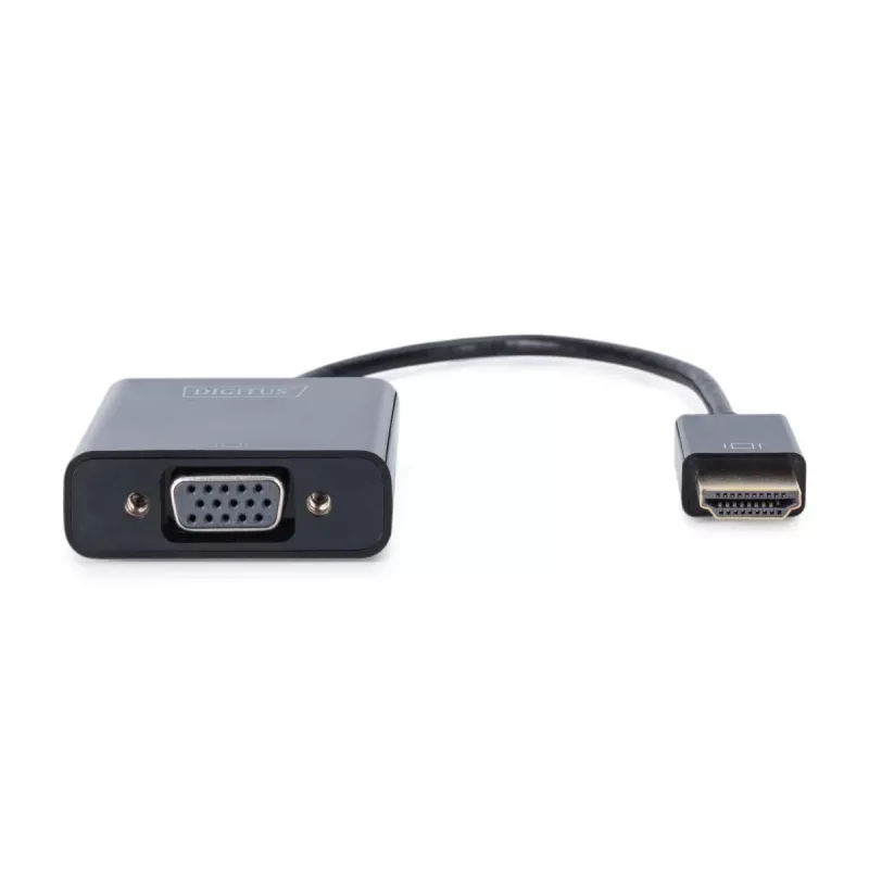 Adaptador convertidor DIGITUS HDMI a VGA Type-A - conector VGA (D-Sub), conector hembra de audio de 3,5 mm, negro