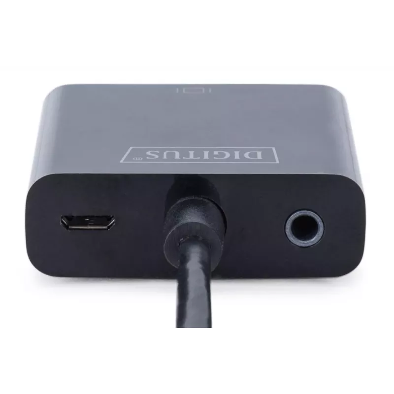 Adaptador convertidor DIGITUS HDMI a VGA Type-A - conector VGA (D-Sub), conector hembra de audio de 3,5 mm, negro