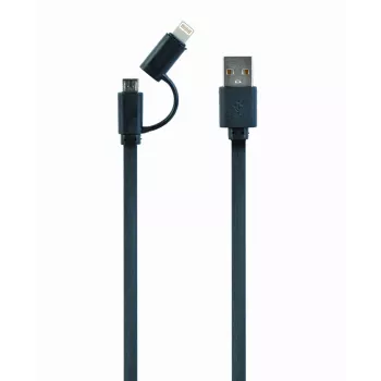 GEMBIRD cable combinado de carga USB a Apple Lightning y Micro-USB de 1 m - negro