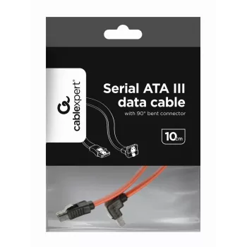 GEMBIRD cable de datos SATA III con conector acodado de 90 grados, 50 cm – clips metálicos