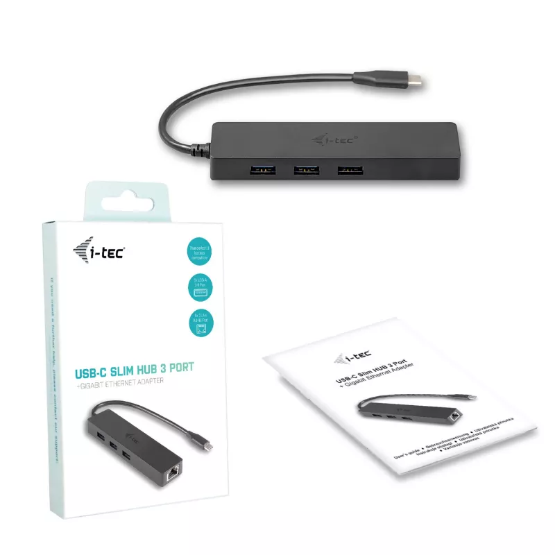 i-tec Advance USB-C hub pasivo fino 3 puertos + adaptador Gigabit Ethernet